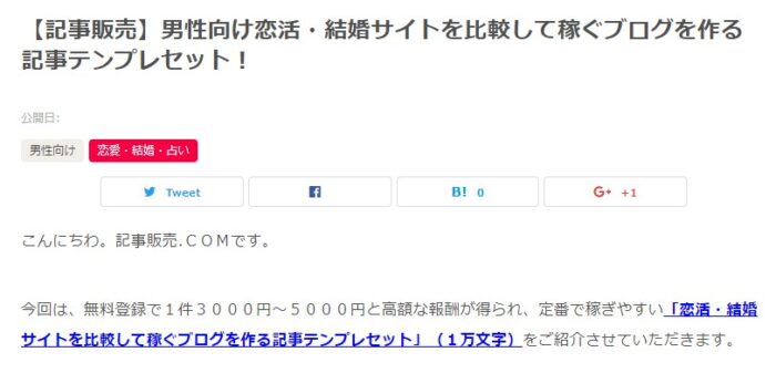 株式会社天空/恋活・結婚サイトを比較して稼ぐブログを作る記事テンプレセット！