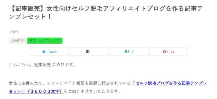 株式会社天空/女性向けセルフ脱毛アフィリエイトブログを作る記事テンプレセット！