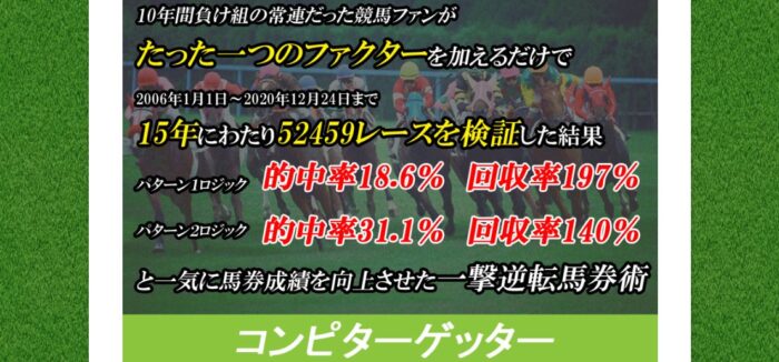 村尾 昌彦/１０年間負け組の常連だった競馬ファンがたった１つのファクターを加えるだけで15年間52459レースで、的中率18.6％回収率197％と一気に馬券成績を向上させた一撃逆転馬券術【コンピターゲッター】