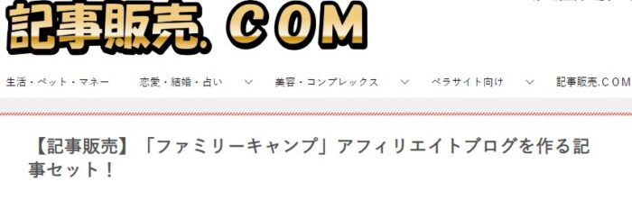 株式会社天空/「ファミリーキャンプ」アフィリエイトブログを作る記事セット！